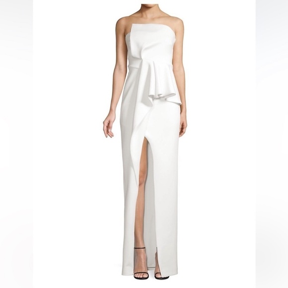 NWT BLACK HALO Jonas Asymmetrical Draped Cream Gown - Picture 1 of 11